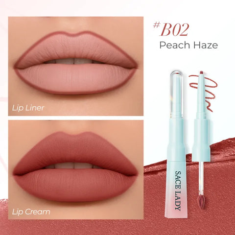 SACE LADY 2-in-1 Lip Cream Booster Lip Liner & Cream Soft Matte Blurred Finish