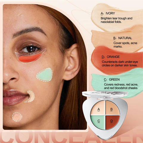 SACE LADY Pro Zone Concealer Palette – Waterproof, Full Coverage | 4-Color Correction