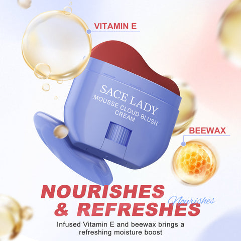 SACE LADY Long-Lasting Blush Cream Mousse – Lightweight 3-in-1 Cheek, Lip & Eye Color