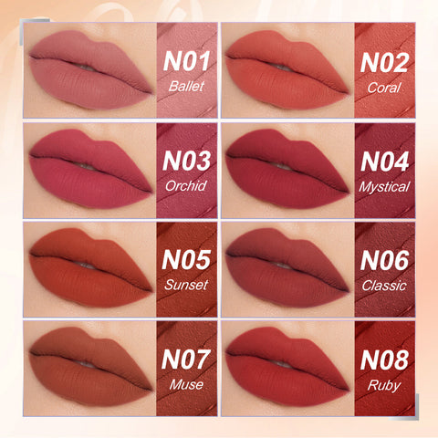 SACE LADY 24H Long-Lasting Matte Lipstick Waterproof High Pigment Non-Transfer Lip Makeup