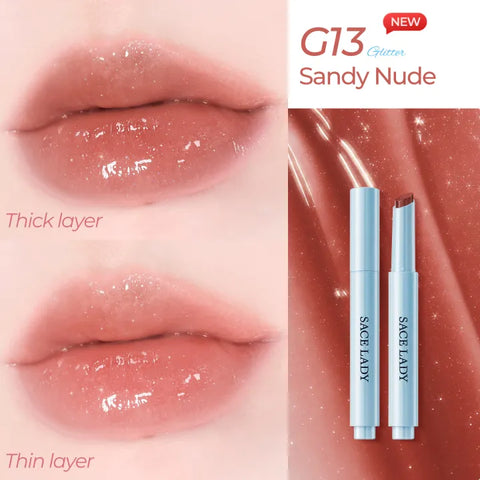 SACE LADY Glasting Gloss Lipstick – Moisturizing High-Shine Lip Gloss Balm with Vitamin E & Plant Oils