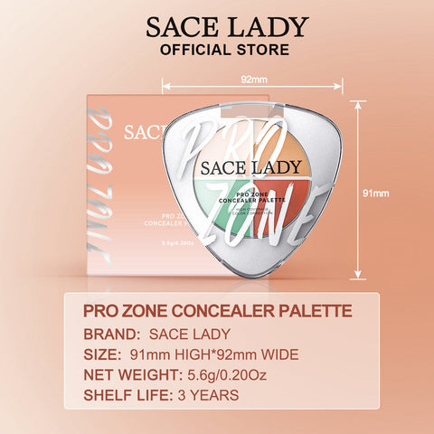 SACE LADY Pro Zone Concealer Palette – Waterproof, Full Coverage | 4-Color Correction