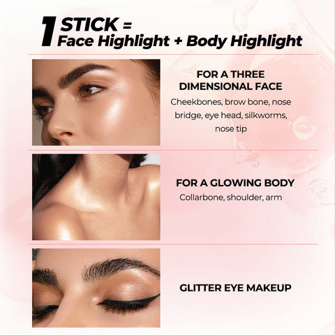 SACE LADY Highlighter Stick – Hydrating Jelly Glow, Long-Lasting Radiance & Multi-Use Shimmer