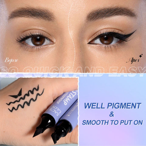 SACE LADY Winged Eyeliner Waterproof Smudge-Proof Double Head Seal Stamp Liquid Eye Liner Pen - High Pigment, Easy Application