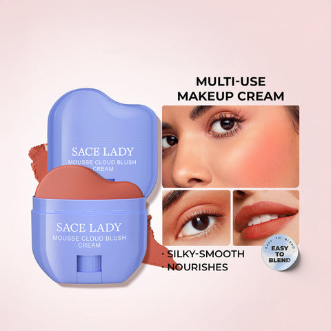 SACE LADY Long-Lasting Blush Cream Mousse – Lightweight 3-in-1 Cheek, Lip & Eye Color